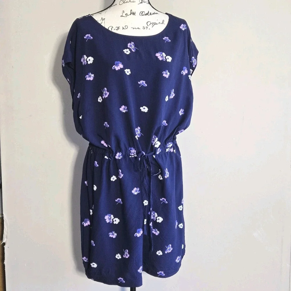 Old Navy Womens Blue Floral Dress Size 2XL ‎ Cross String Closure RN:54023